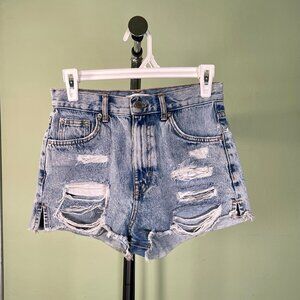 Pull & Bear Distressed Light Denim Shorts - Size 4